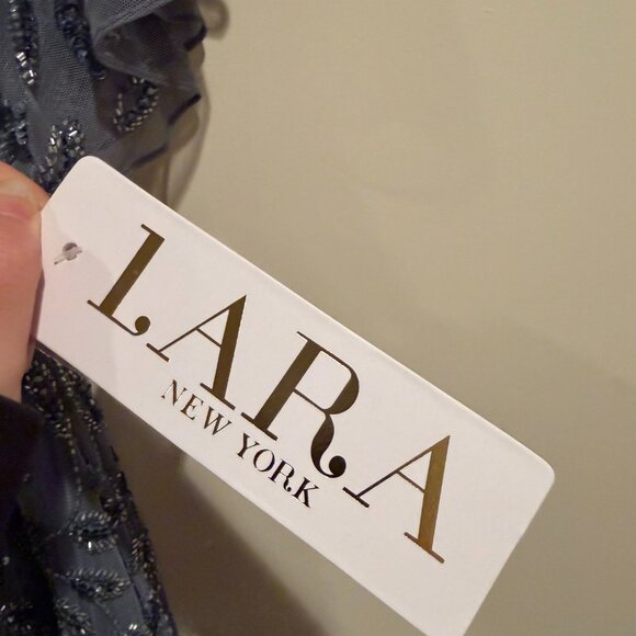 Lara Cape Sleeve Blue V-Neck Beaded Gown, Mother of the Bride, Brand New w Tags - Picture 12 of 12